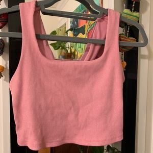 Like new, Alo yoga crop top square neck pink small